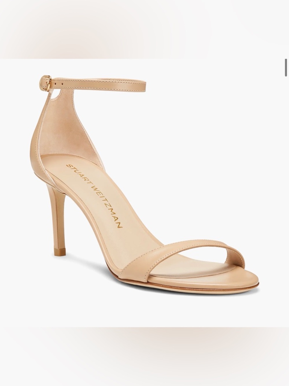 Stuart Weitzman Nude Beige Ankle-Strap Stiletto Sandal